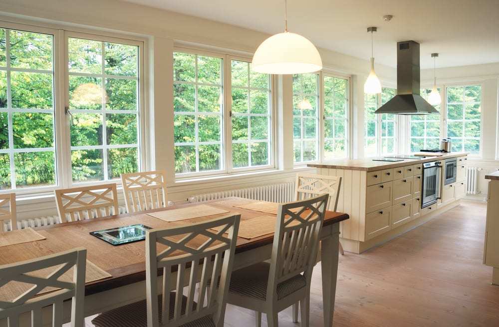 Kitchen with a Wall of Windows