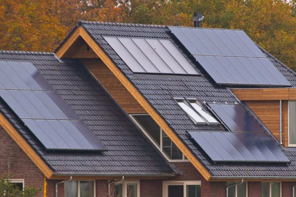 Solar panels on residential roof