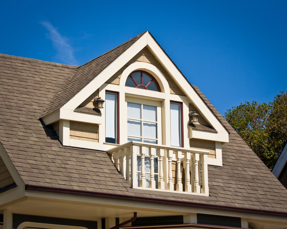 Light brown roof with dormer window