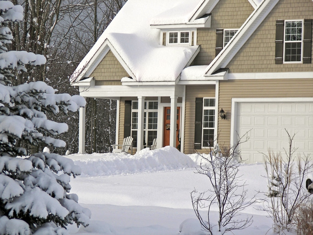 suburban home in winter