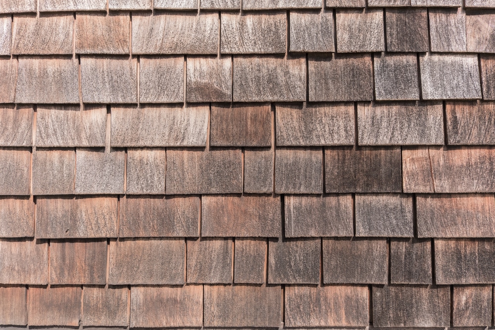 Close-up of cedar shakes on roof