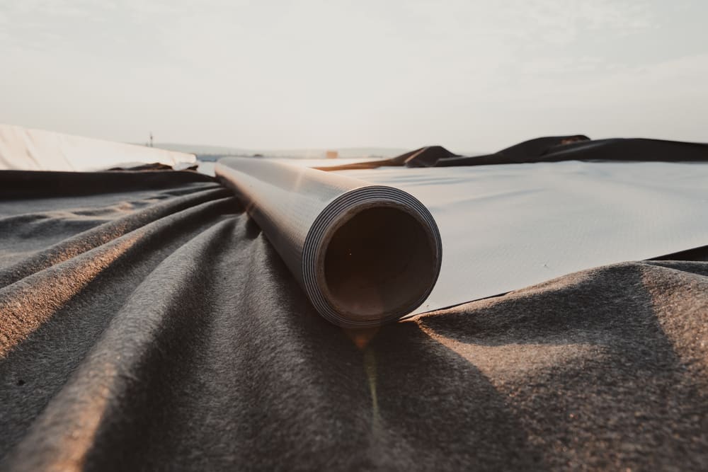 Roofing PVC membrane in rolls placed on the roof of the site