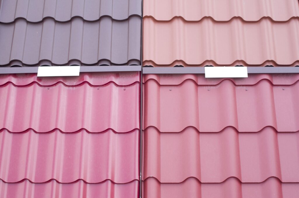 Four samples of metal roof tiles