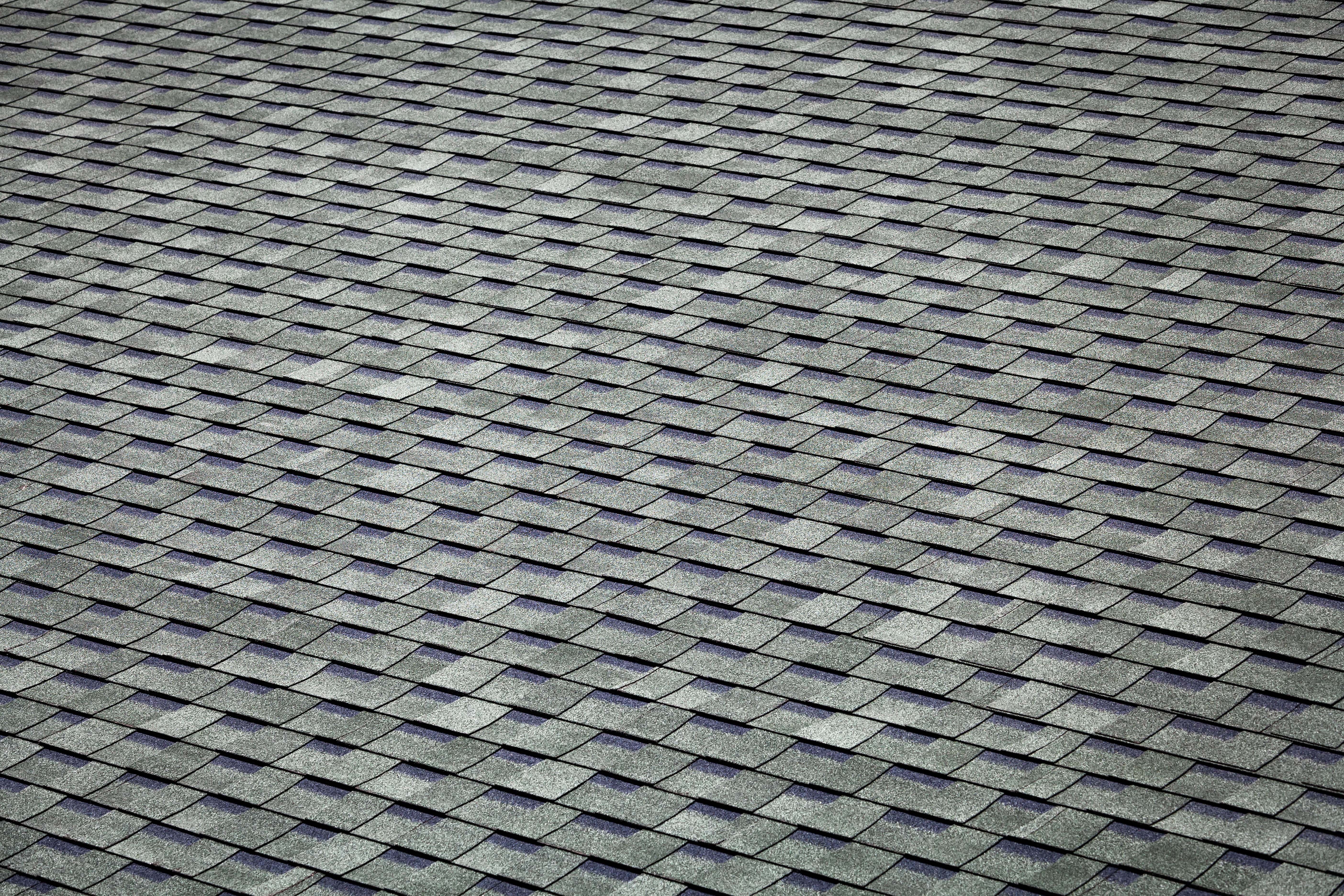 close-up of gray roof shingles