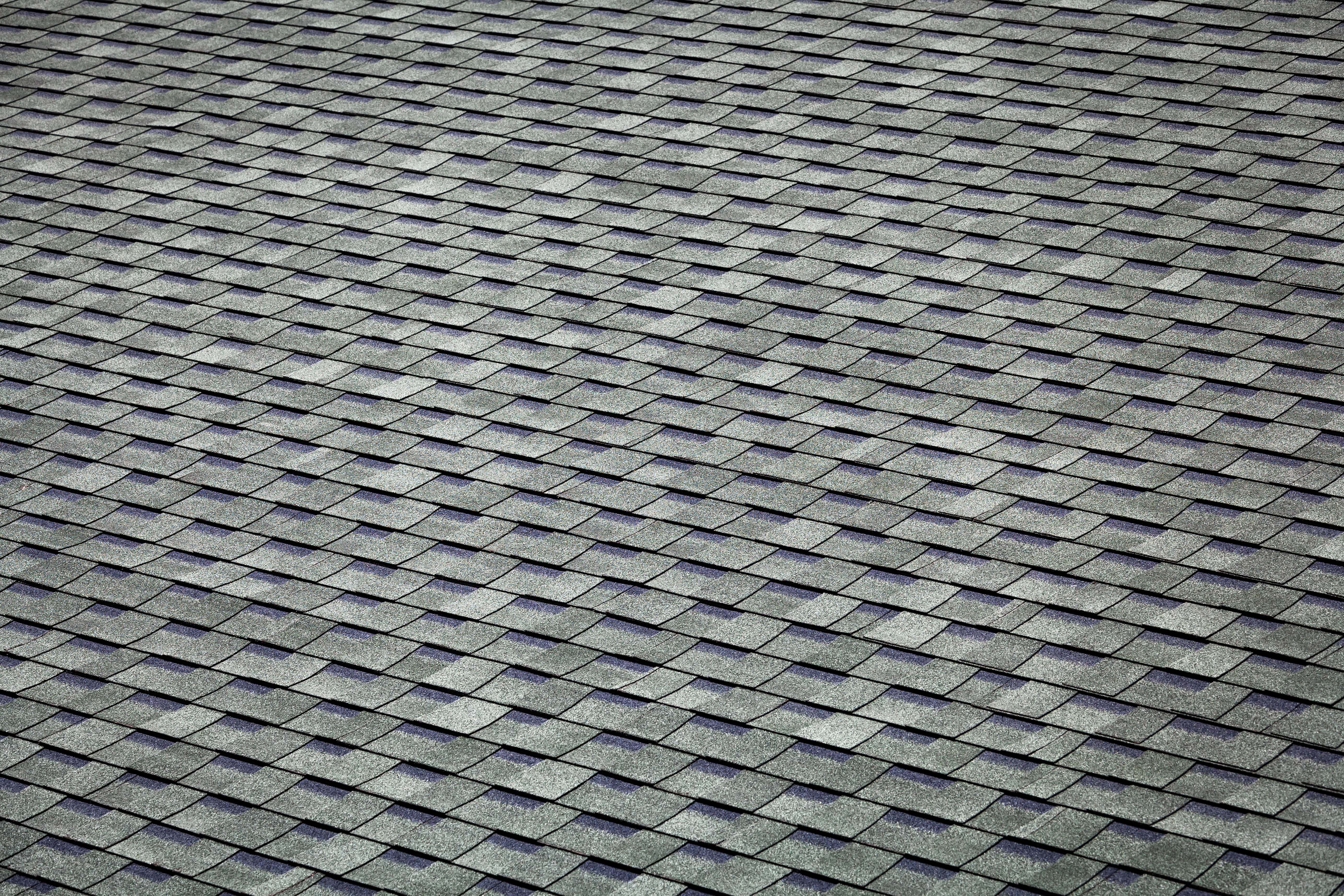 close-up of gray roof shingles