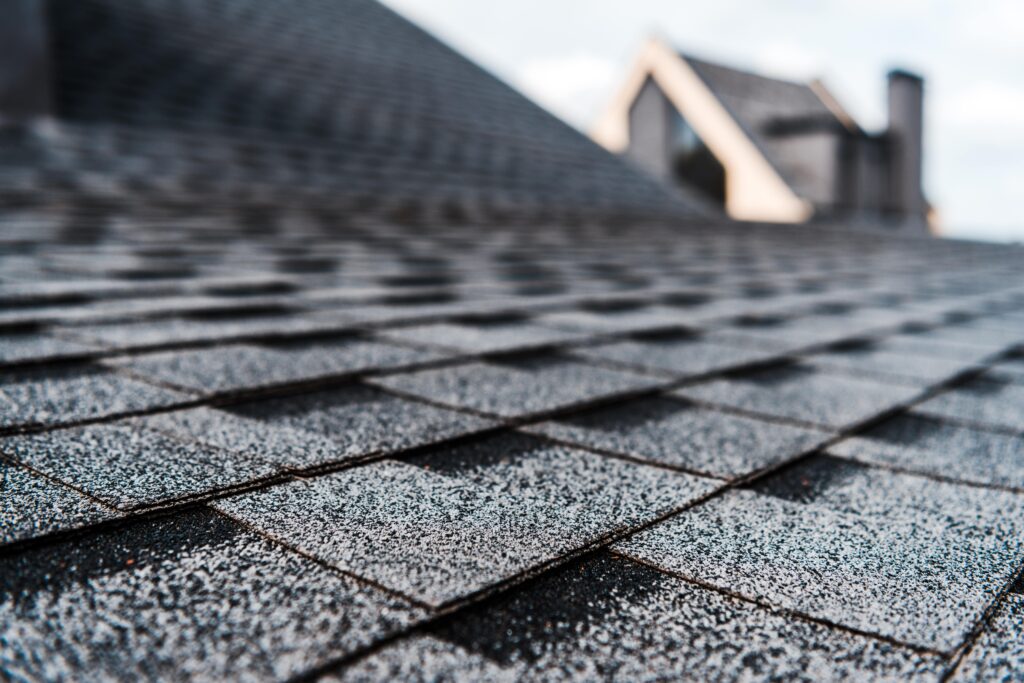 Close-up of asphalt roof shingles