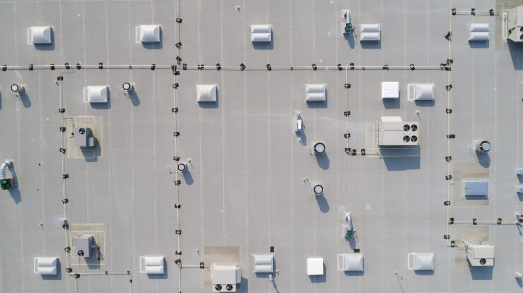Overhead shot of commercial flat roof