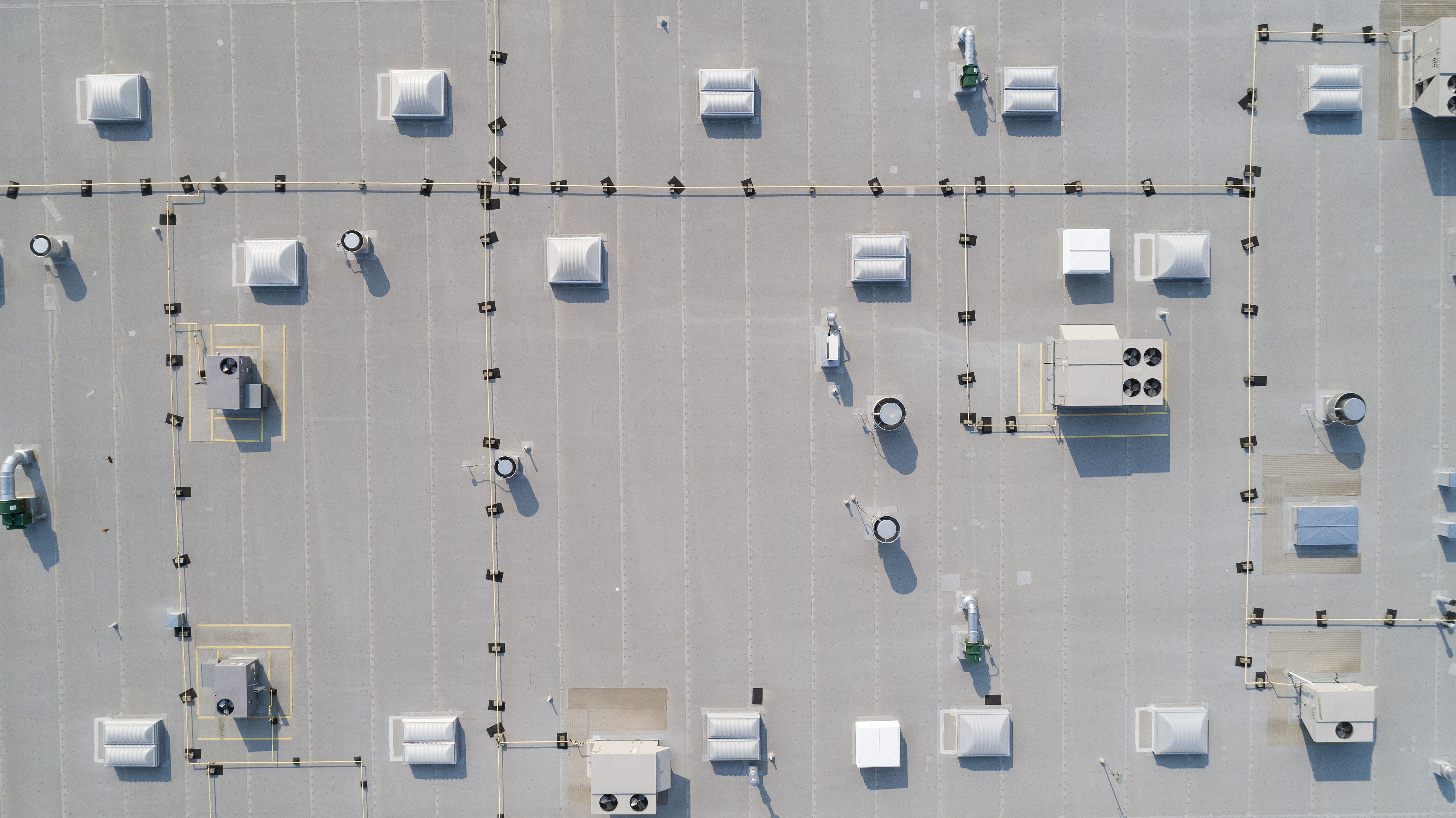 Overhead shot of commercial flat roof