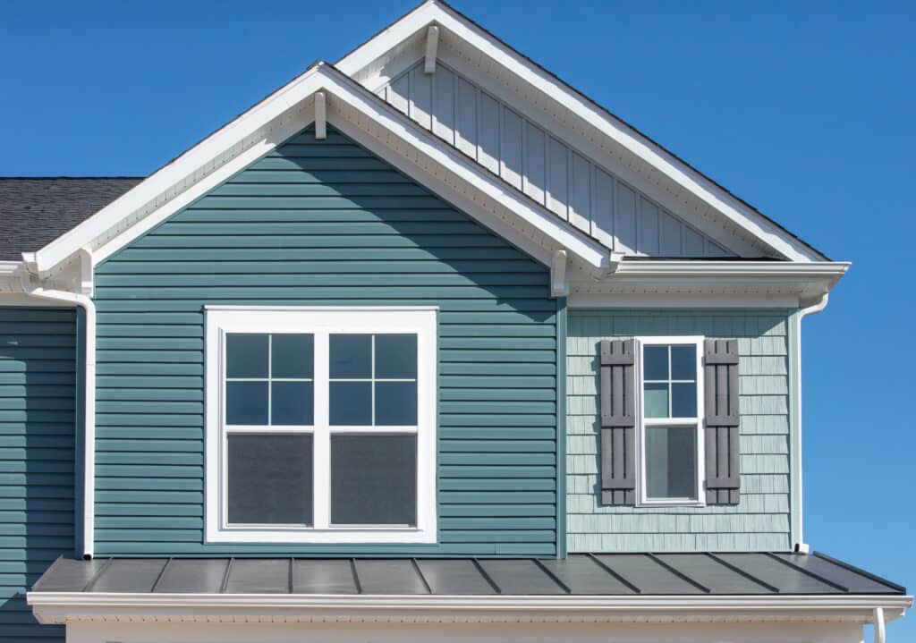 Blue teal siding on residential home