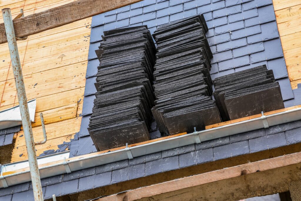Installation of synthetic slate roof